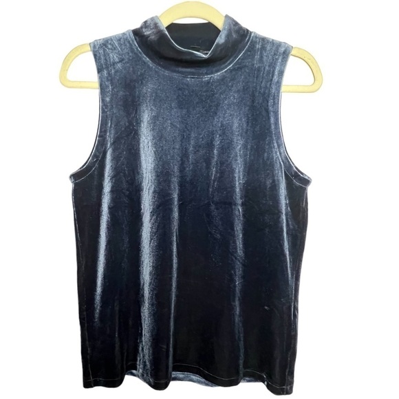 J. Crew Blue Velvet Sleeveless Mock Neck Top Size Small - Picture 3 of 8
